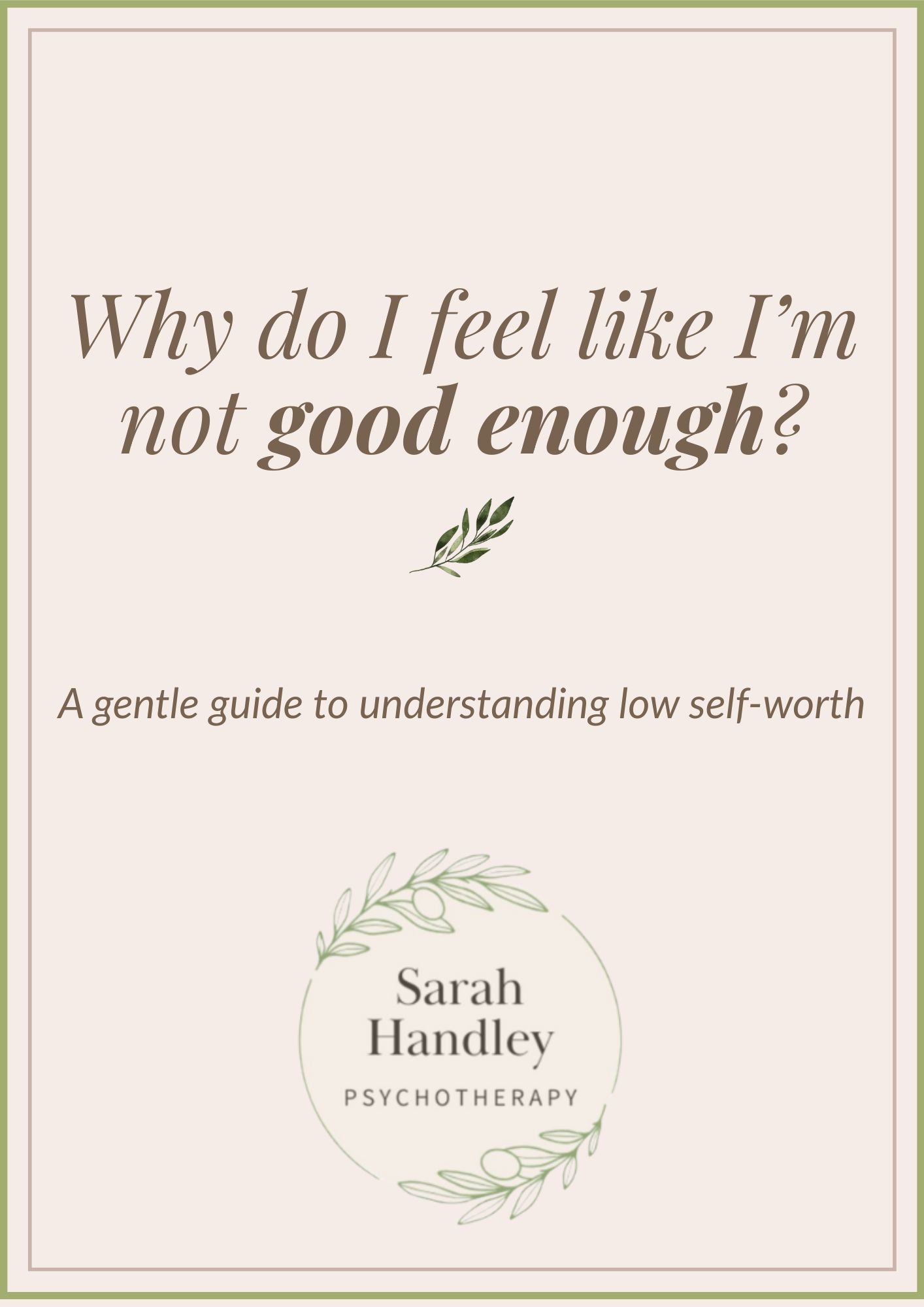 Cover of the free therapy resource: Why Do I Feel Like I’m Not Good Enough?